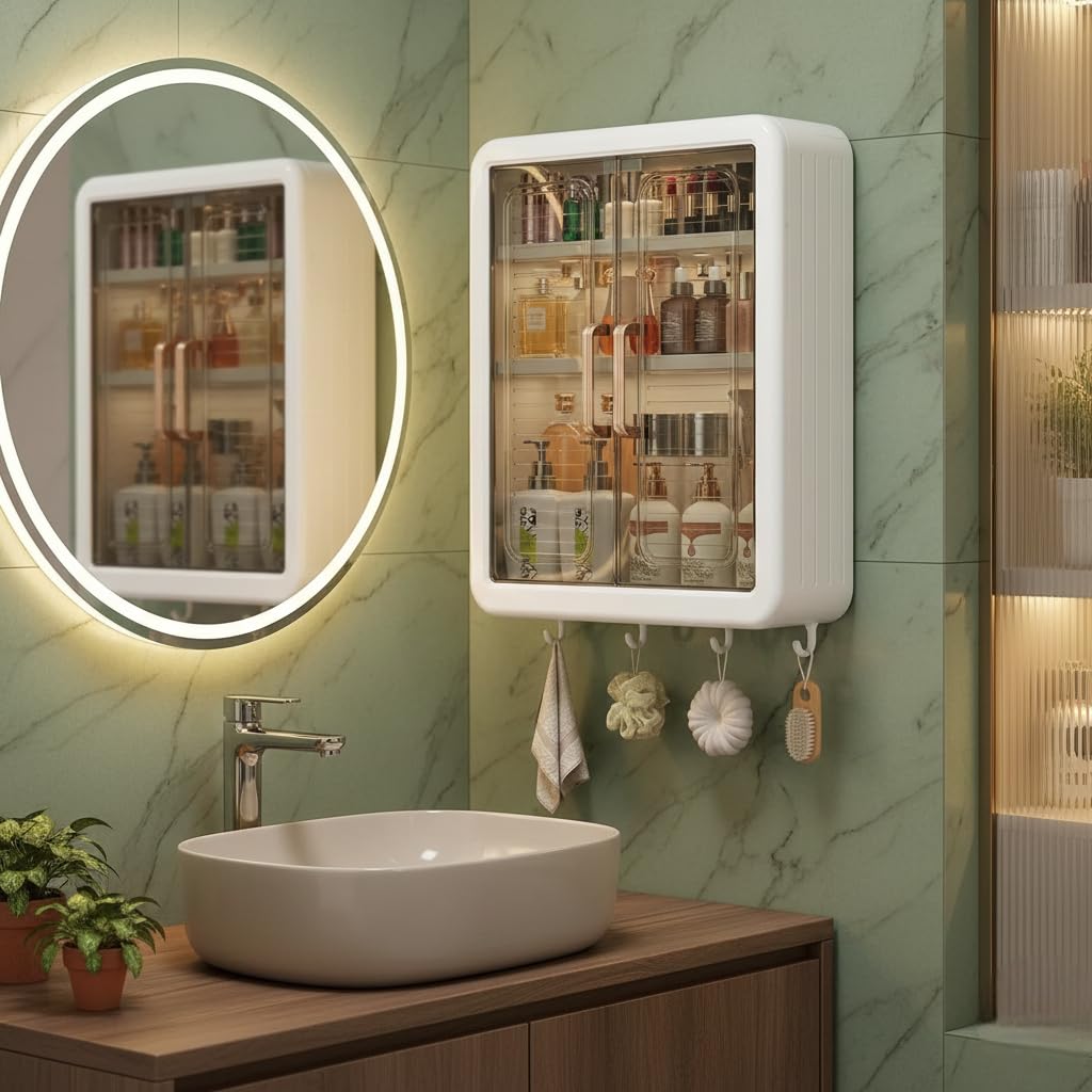 Wall Mounted Bathroom Cabinet Organizer with Doors